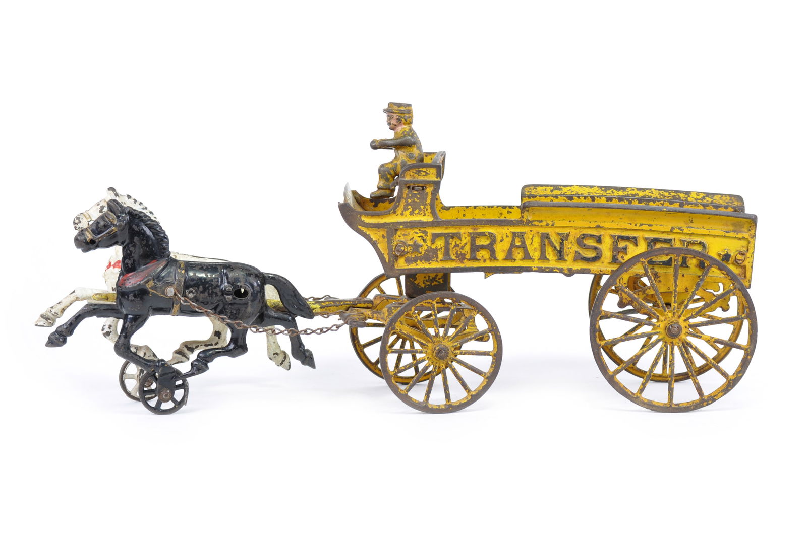 Hubley Star Transfer Yellow Cast Iron Horse Drawn Wagon Auction