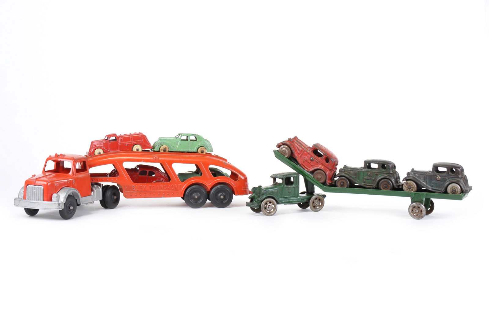 Hubley Diecast Large Auto Carrier & Ac Williams Cast Iron Auto Hauler