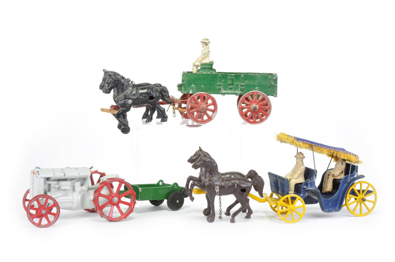 Stanley, Arcade, Ertl Cast Aluminum Lot Of 3 Surrey Carriage, Farm