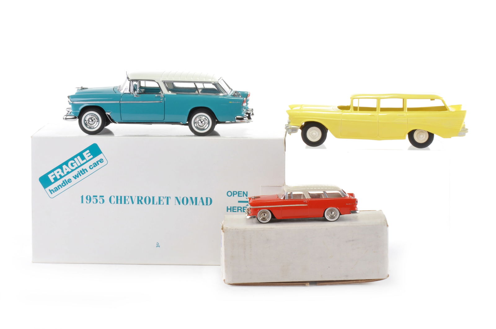 Set of 3: Danbury/Franklin Mint 55 Chevy Nomad/MC 55 Chevy Nomad/AMT/SMP 57 Chevy Bel Air Wagon (1 of 10)