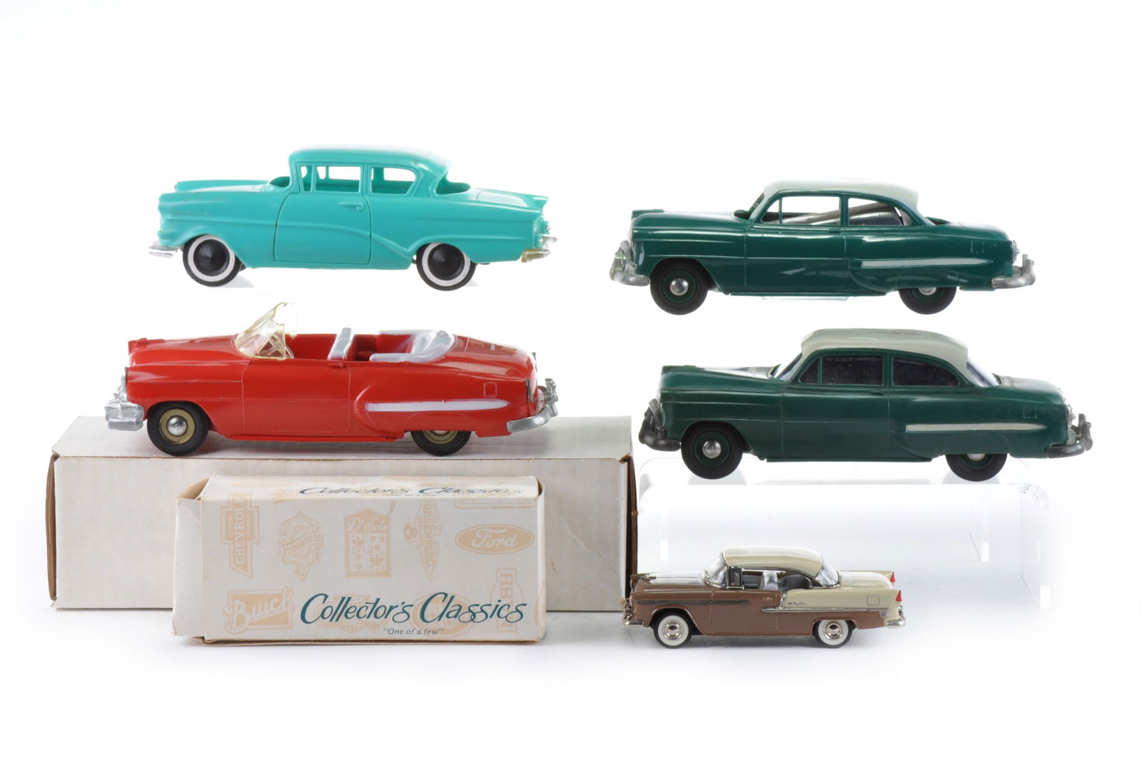 Set of 4 Dealer Promo Models: PMC 1959 Opel Rekord/53 Chevy Bel Air Conv/2x 53 Regatta/CC 55 Bel Air (1 of 8)