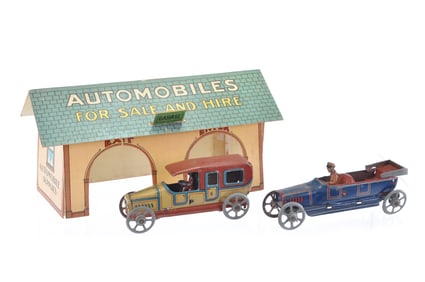 Gas and Oil House with Two Penny Toys from Germany