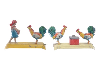 Gely Lady with Rooster and Meier Roosters Penny Toys