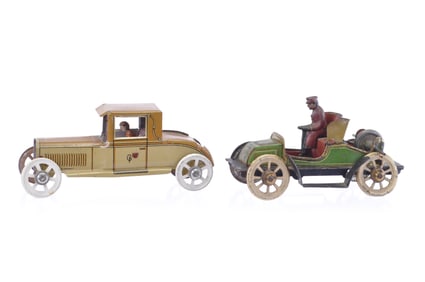 Two G. Fischer Automobile Penny Toys