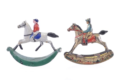 Early Meier Rocking Horse and Jouet de Paris J.E.P. Tin Penny Toy Rocking Horse