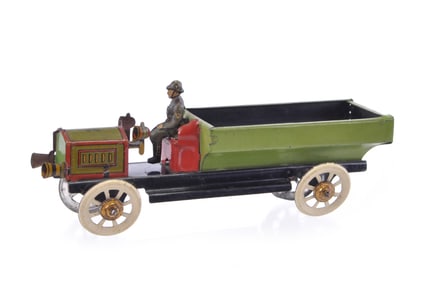 Distler Penny Toy Truck with Four Lanterns and Soldier Driver