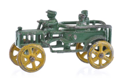 Hubley ca. 1920 Green Fire Truck with Two Passengers