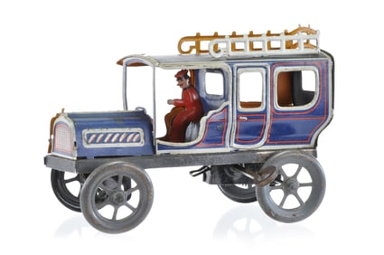 German Tin Wind Up Limo in Blue ca 1920, Fischer