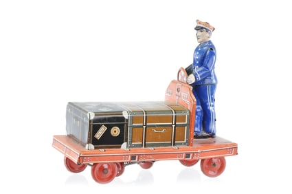 EMG German Windup Porter Toy with Tin Cart