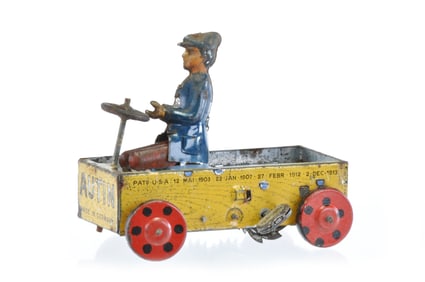 Lehmann Number 684 AUTIN American Boy with Pedal Car Tin Windup