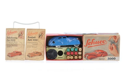 Blue Schuco Auto Teledinamico 3000 Windup Car with Box