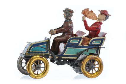Mechanical Issmayer Tin Car in Nervous Bride Style