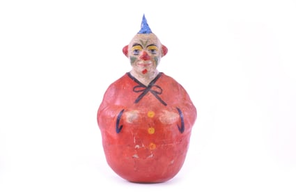German Paper Mache Clown Rolly Dolly