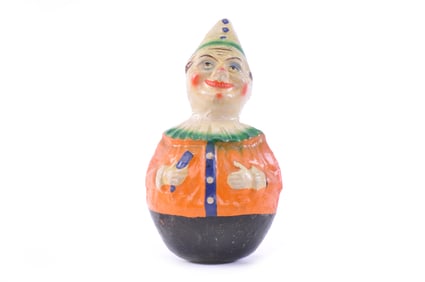 Orange Rolly Dolly Clown with Club