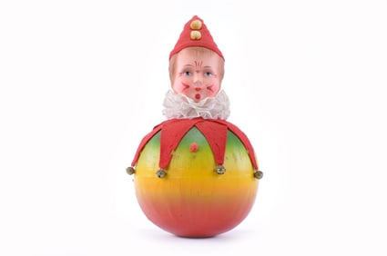 Fine Child Clown Rolly Dolly with Red Velvet and Bells