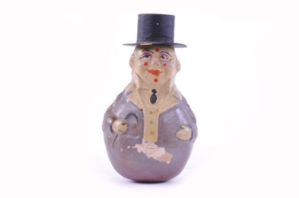 Top Hat Clown in Blue and White Rolly Dolly