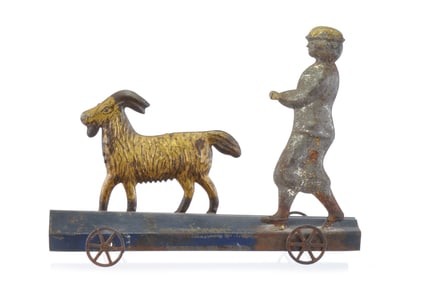 Tin Goat with Walking Herder, Likely Fallows