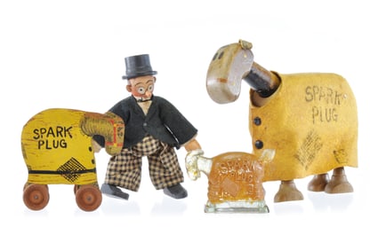 Barney and Spark Plug Schoenhut and Candy Toys, Lot of 4