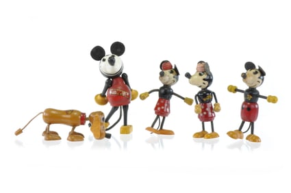 Wood Jointed Mickey, Minnie and Pluto by Jaymar and Halsam