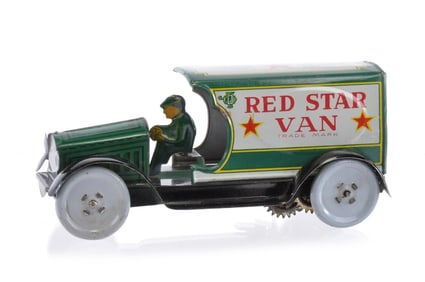 Strauss Red Star Van Tin Truck Windup
