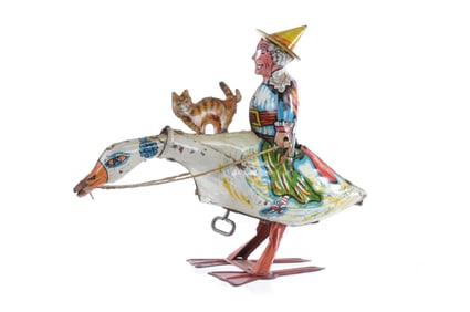 Marx Tin Lithographed Windup Mother Goose with Cat