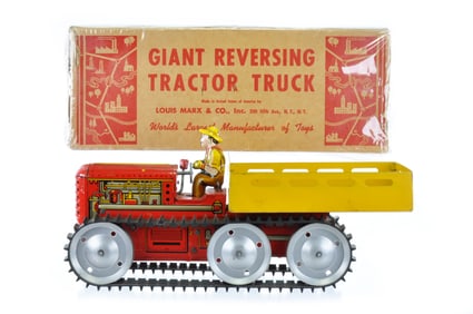 Marx Large Boxed Tin Windup Six Wheel Giant Tractor Truck