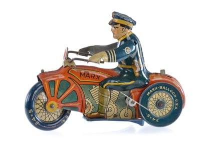 Marx Tin Windup Cop on Motorcycle