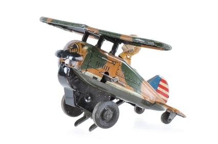 Marx Rollover Plane in Camo with Tin Driver