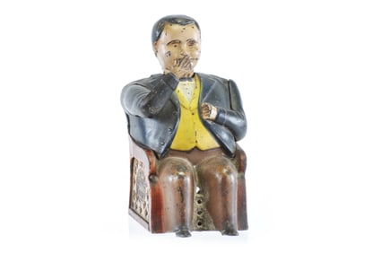 J. & E. Stevens Co. Cast Iron No. 230 Tammany Bank “Little Fat Man" Mechanical Bank