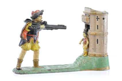 J.E. Stevens Co. Cast Iron No. 331 “William Tell" Mechanical Bank