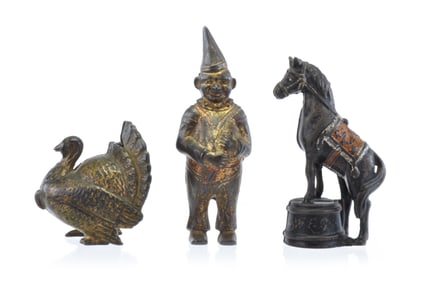 A.C. Williams Clown, Turkey and Horse of Tub Still Banks Lot of 3