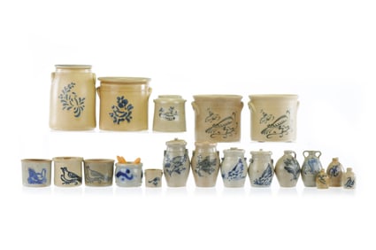 Dollhouse Mini Salt Glazed Pottery 23pcs J. Clark, Rowe Pottery, Pfaltzgraff, Estee Lauder, & More