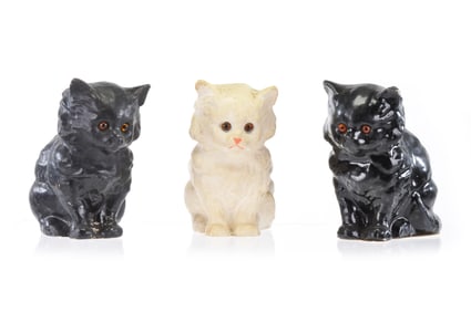 3 Paper Mache Kittens Cats Decor