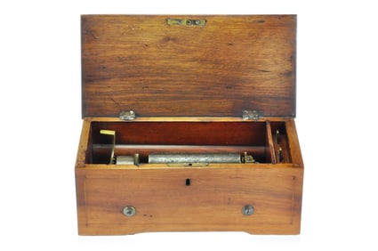Swiss Inlaid Wood Music Box Cylinder Player