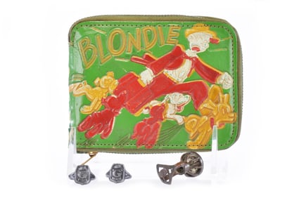 1950s Blondie Comics Wallet, Cracker Jack Premium Elephant Whistle Ring & G-Man Rings Lot