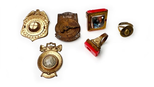 1950s Roy Rogers Radio/Cereal/Brand Premium Badges & Rings: Western Cowboy TV Lot of 6