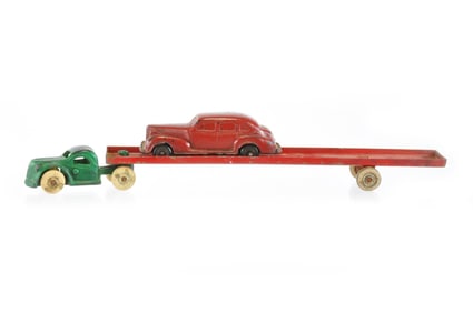 Arcade Cast Iron truck and Trailer with Car
