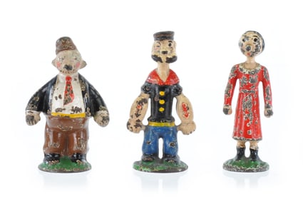 Popeye, Olive Oyl, Whimpey Cast Iron Set by Hubley