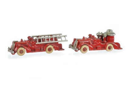 Hubley Diamond T Fire Truck Set of 2 Cast Iron
