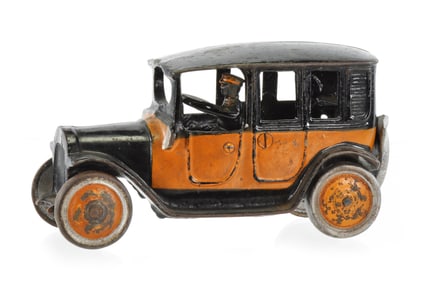 Rare Freidag Taxi in Orange and Black Cast Iron