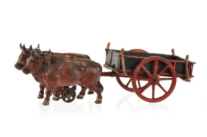 Welker Crosby Ox Cart Cast Iron Toy