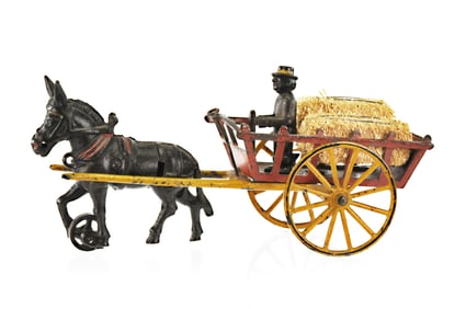 Early Harris Hay Wagon with Black Cast Iron Driver