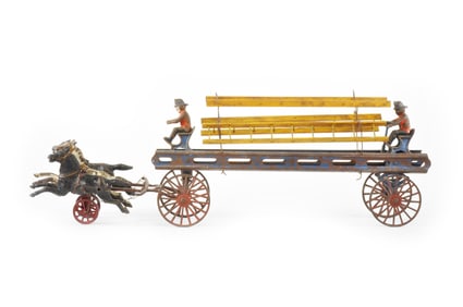 Wilkins Blue Three Horse Fire Ladder Truck