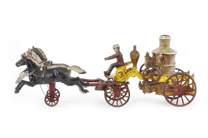 Early Yellow Kenton Toys Fire engine with Plated Boiler
