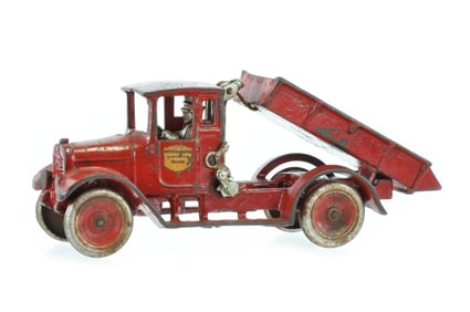 Arcade Red Baby Dump Truck I.H. Cast Iron Truck