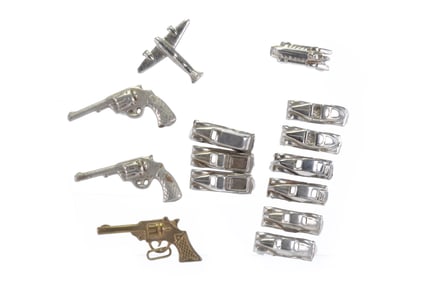 Grey Iron Nickel-Plated Iron Penny or Prize Package Toys Guns, Plane, Vehicles