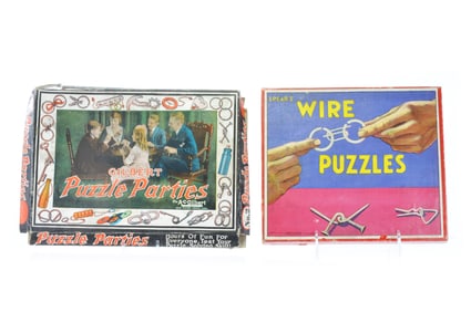 Set of 2 Ca. 1920s Steel Ring Puzzle Games: Spear's Wire Puzzles & A.C. Gilbert Puzzle Party Boxed