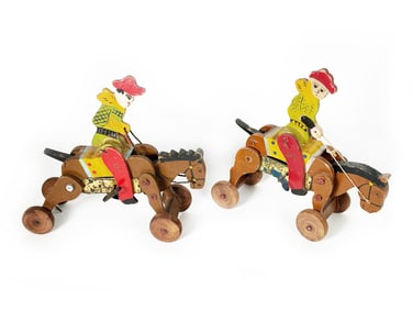 Cowboy and Cowgirl Horse Windup Toys from Japan