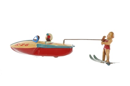 R-26 Rocky Stone Speedboat with Beautiful Lady Skier
