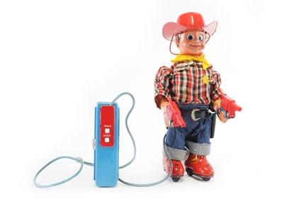 Yonezawa ca. 1950s Batt. Op. Remote Controlled "Marshall Wild Bill" for Parts/Repair